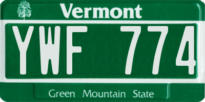 VT license plate YWF774