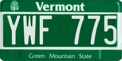 VT license plate YWF775