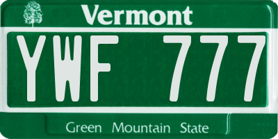VT license plate YWF777