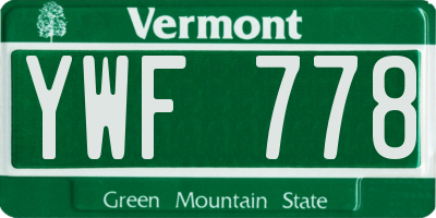 VT license plate YWF778