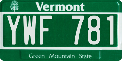 VT license plate YWF781