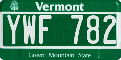 VT license plate YWF782