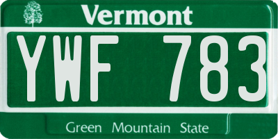 VT license plate YWF783