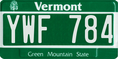 VT license plate YWF784