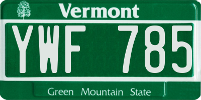 VT license plate YWF785
