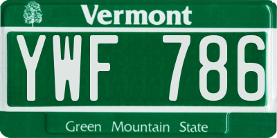 VT license plate YWF786