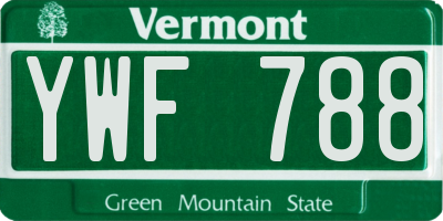 VT license plate YWF788