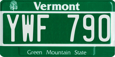 VT license plate YWF790