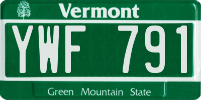 VT license plate YWF791