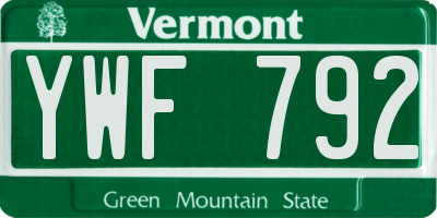 VT license plate YWF792