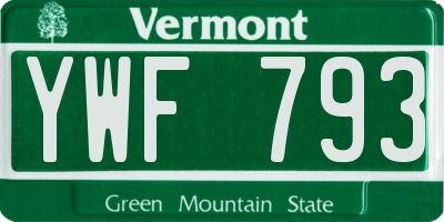 VT license plate YWF793