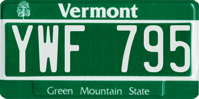 VT license plate YWF795