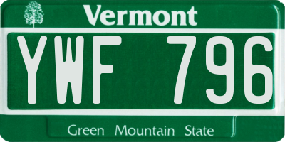 VT license plate YWF796