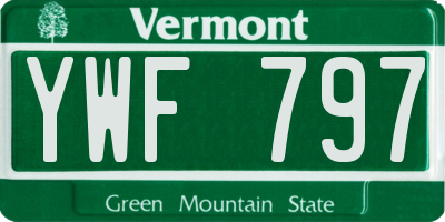 VT license plate YWF797