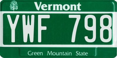VT license plate YWF798