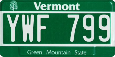 VT license plate YWF799