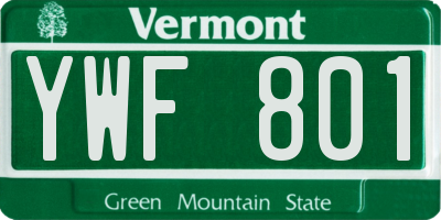 VT license plate YWF801