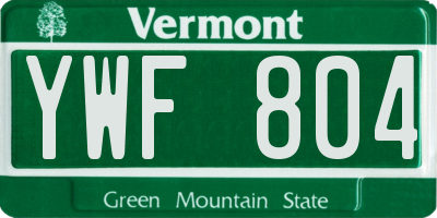 VT license plate YWF804