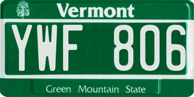 VT license plate YWF806