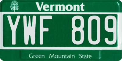 VT license plate YWF809