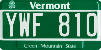 VT license plate YWF810