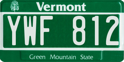 VT license plate YWF812