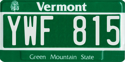 VT license plate YWF815