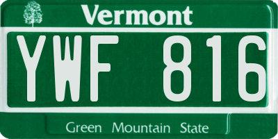 VT license plate YWF816