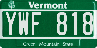 VT license plate YWF818