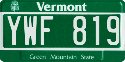 VT license plate YWF819