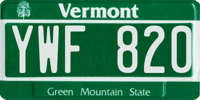 VT license plate YWF820