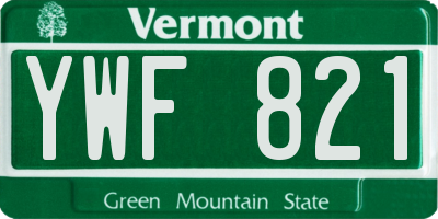 VT license plate YWF821