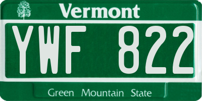 VT license plate YWF822