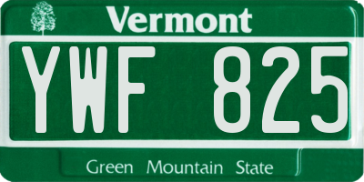 VT license plate YWF825