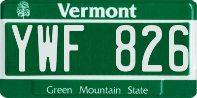 VT license plate YWF826