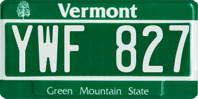 VT license plate YWF827