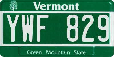 VT license plate YWF829