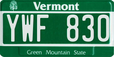VT license plate YWF830