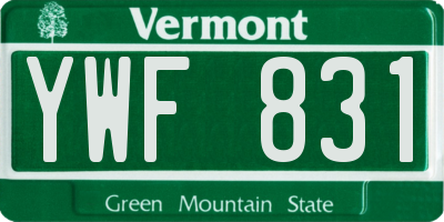 VT license plate YWF831
