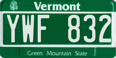 VT license plate YWF832