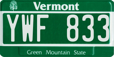 VT license plate YWF833