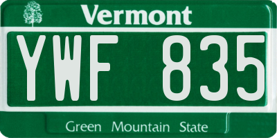 VT license plate YWF835