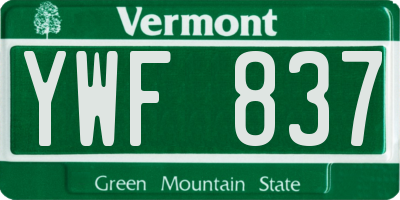 VT license plate YWF837