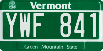 VT license plate YWF841