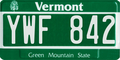 VT license plate YWF842