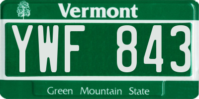 VT license plate YWF843