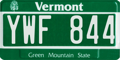 VT license plate YWF844