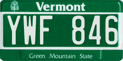 VT license plate YWF846