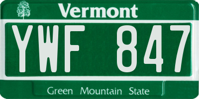 VT license plate YWF847