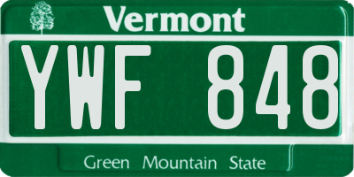 VT license plate YWF848